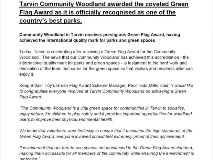 Woodland Trust Green Flag Award 2024