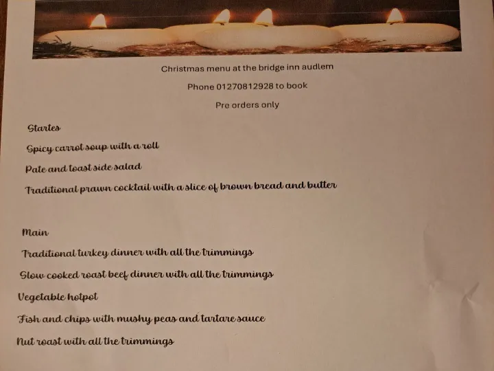 Bridge Inn Menu