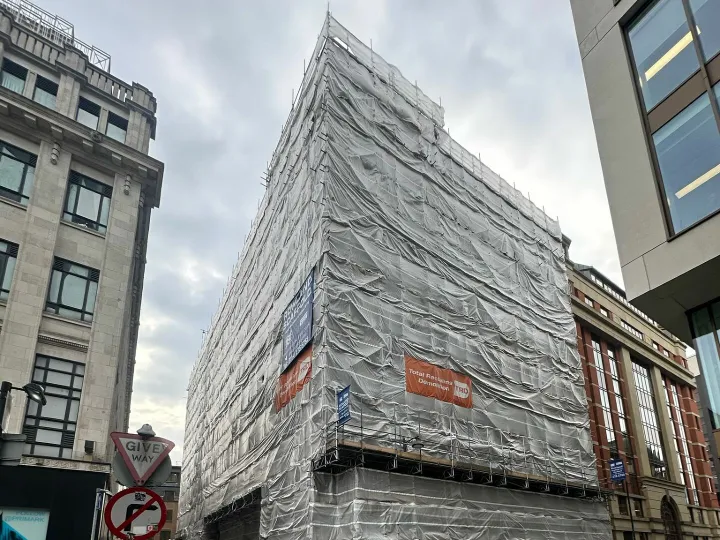 Construction site with scaffolding