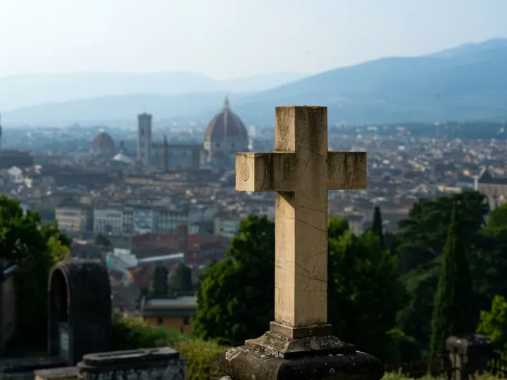 Stunning view of Florence's skyline with Duomo from cemetery hill.