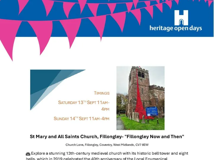 Heritage Open Day Fillongley 2025