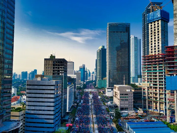 Stunning aerial view of Jakarta's modern skyli