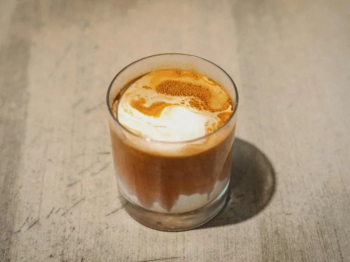 Aromatic glass of espresso with a beautiful creamy